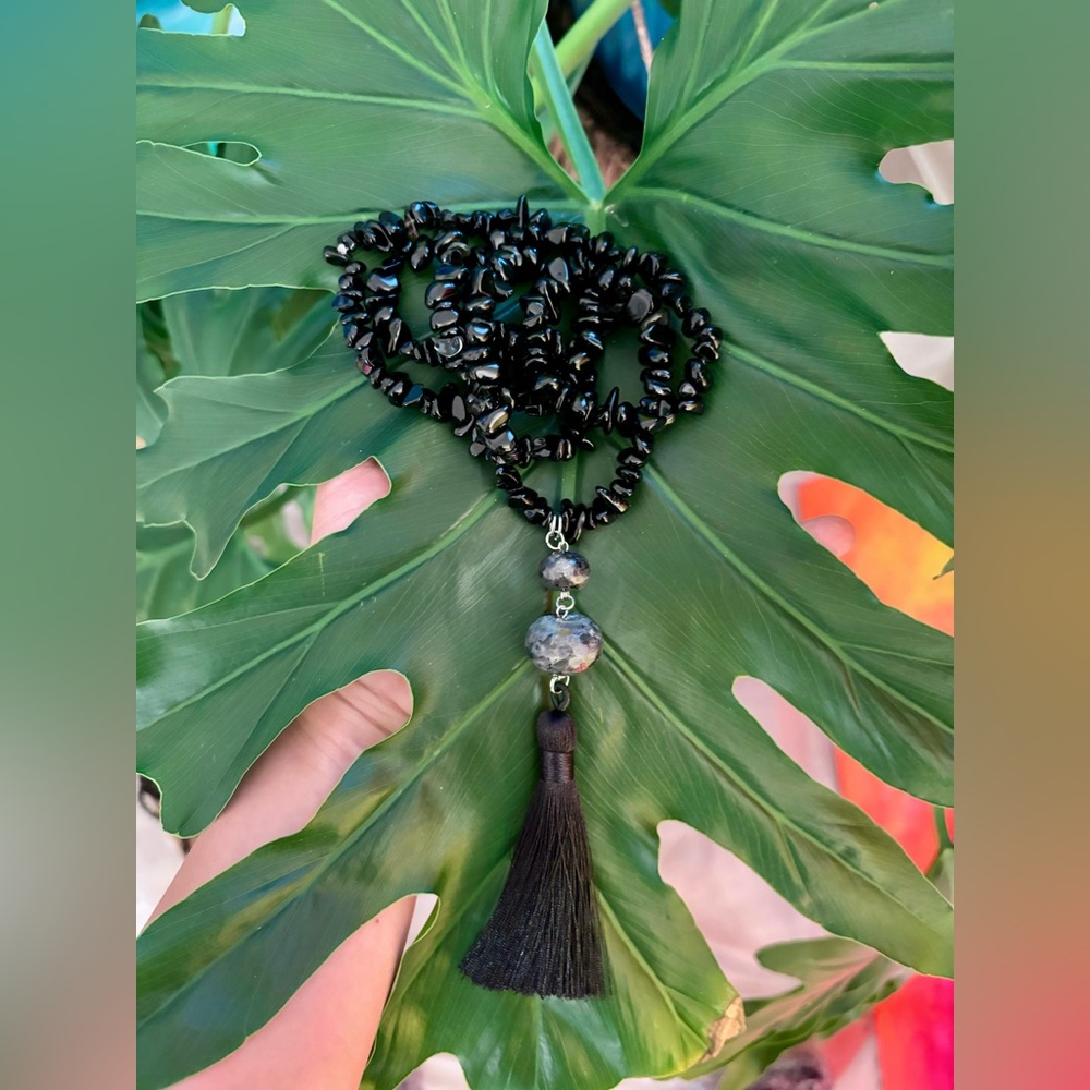 Black Obsidian & Labradorite necklace